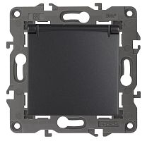 Розетка с заземлением без рамки Эра Elegance 1-м. крышка шторки антрацит картинка